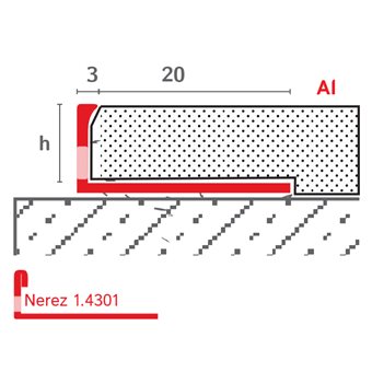 Schodový profil STONE "L" 10 mm